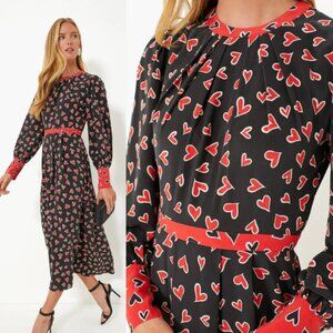 Hunter Bell Casper Dress in Onyx Heart Long Sleeve Maxi size 6